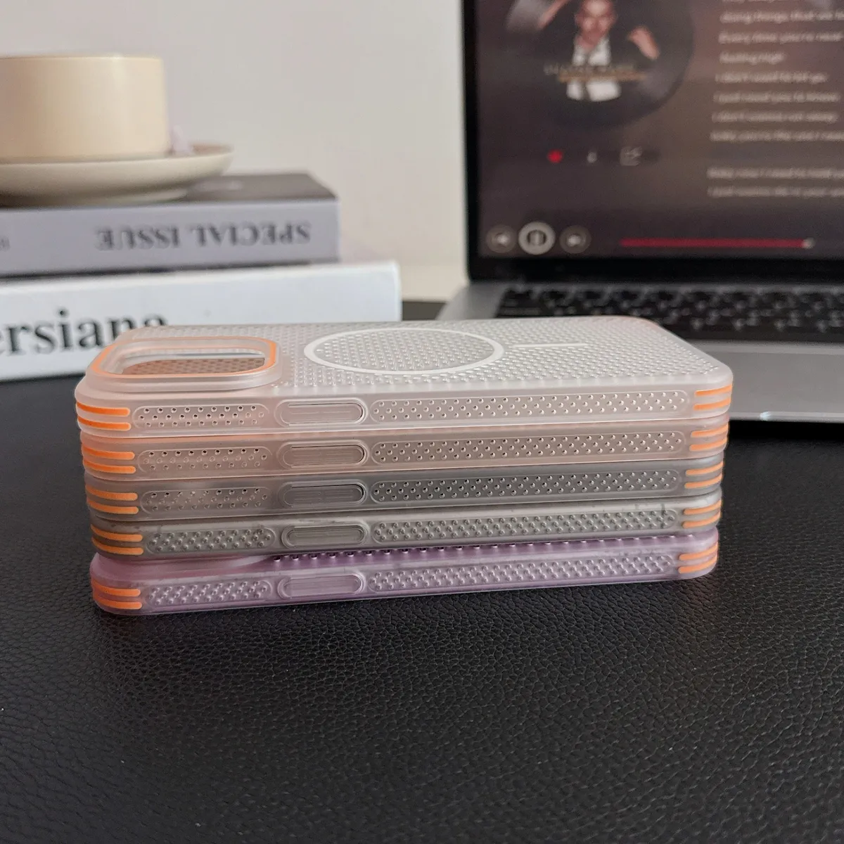 夏季超薄网孔透气散热适用苹果16promax磁吸手机壳iphone15plus磨砂14PM防摔13撞色透明漏标12男女PC保护套 - 图片 7