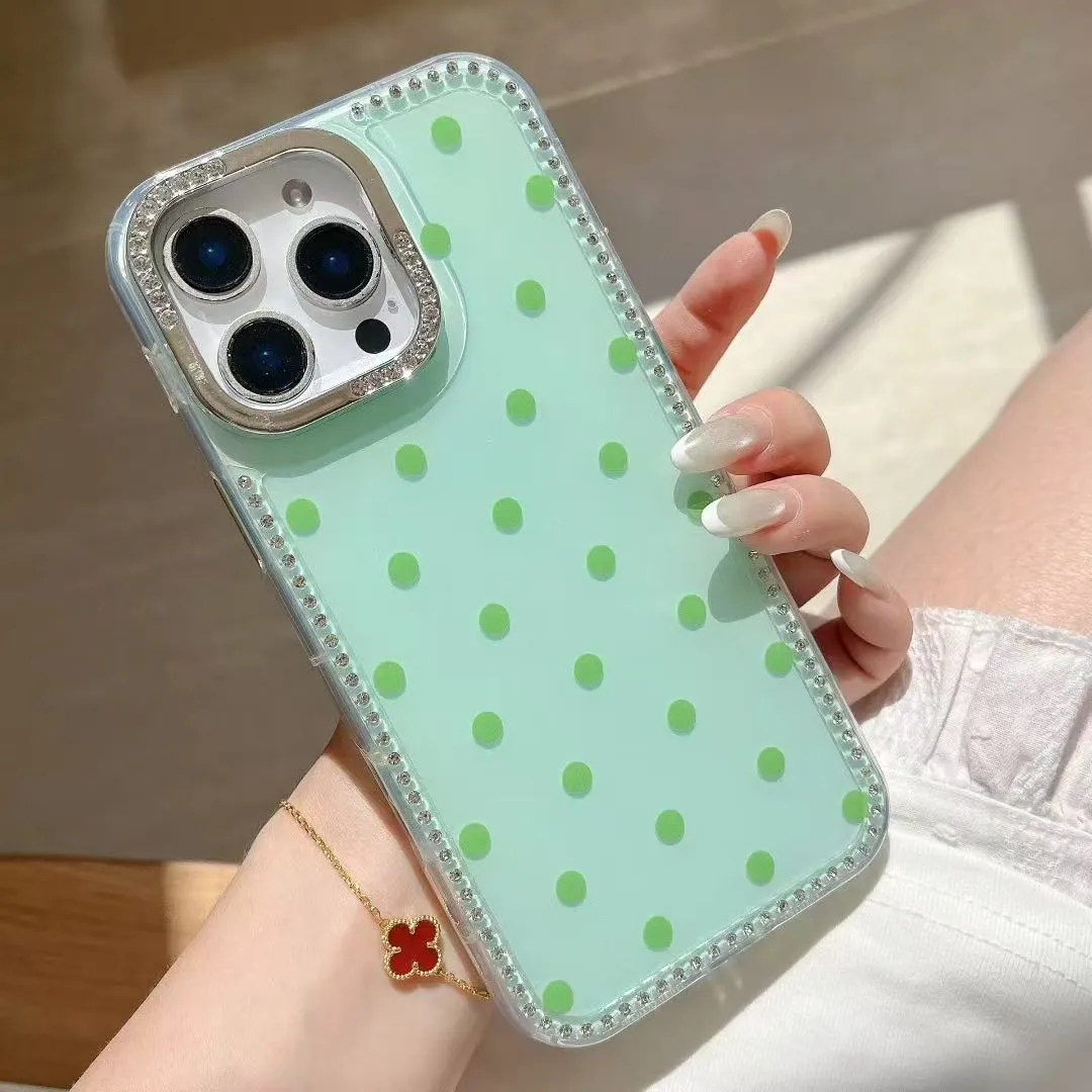 简约闪钻多巴胺波点狗狗挂件适用苹果16promax手机壳iphone15pro新款13pro创意14pro防摔12硅胶保护套 - 图片 8