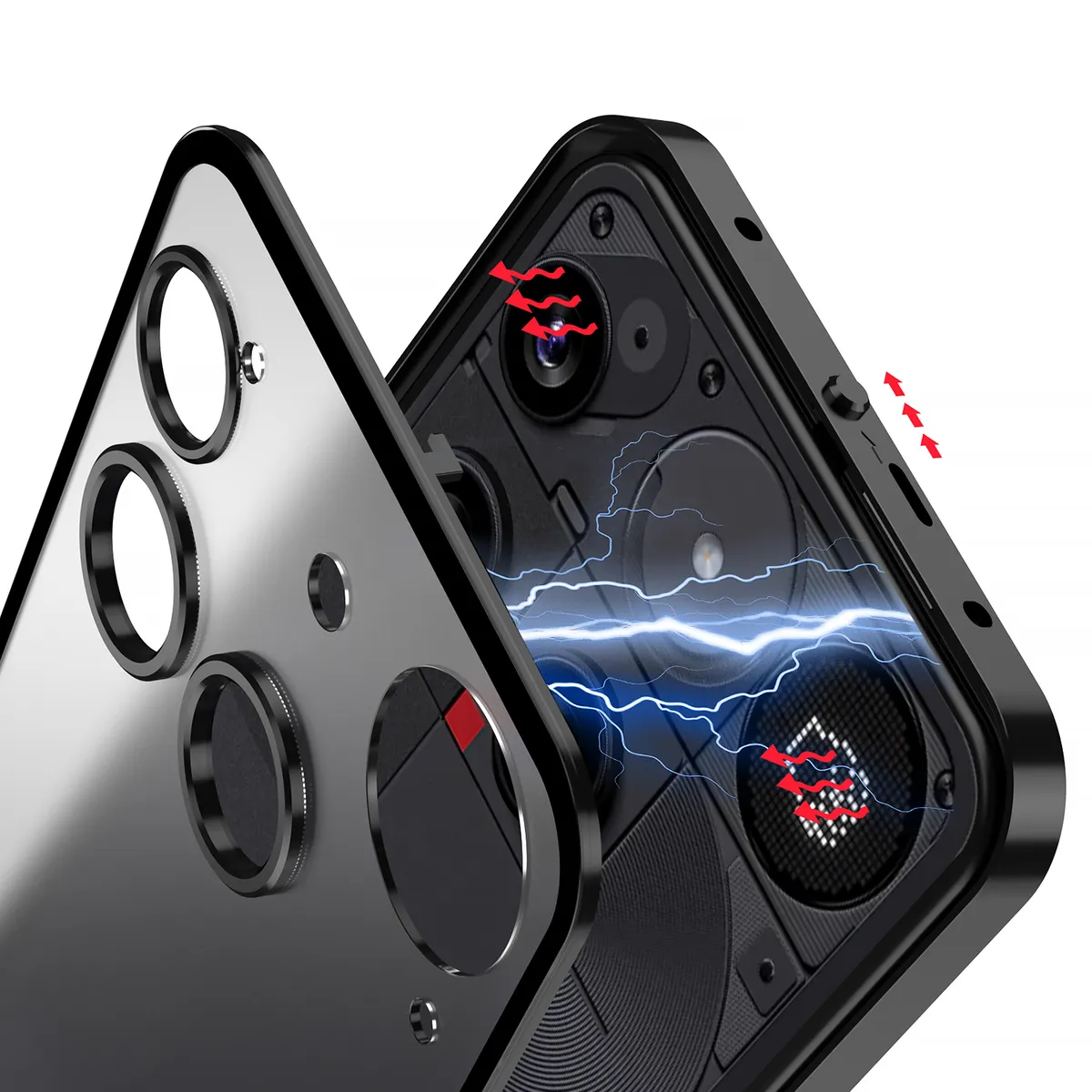 适用于nothingphone3弹扣手机壳金属边框保护套磨砂背板 - 图片 8