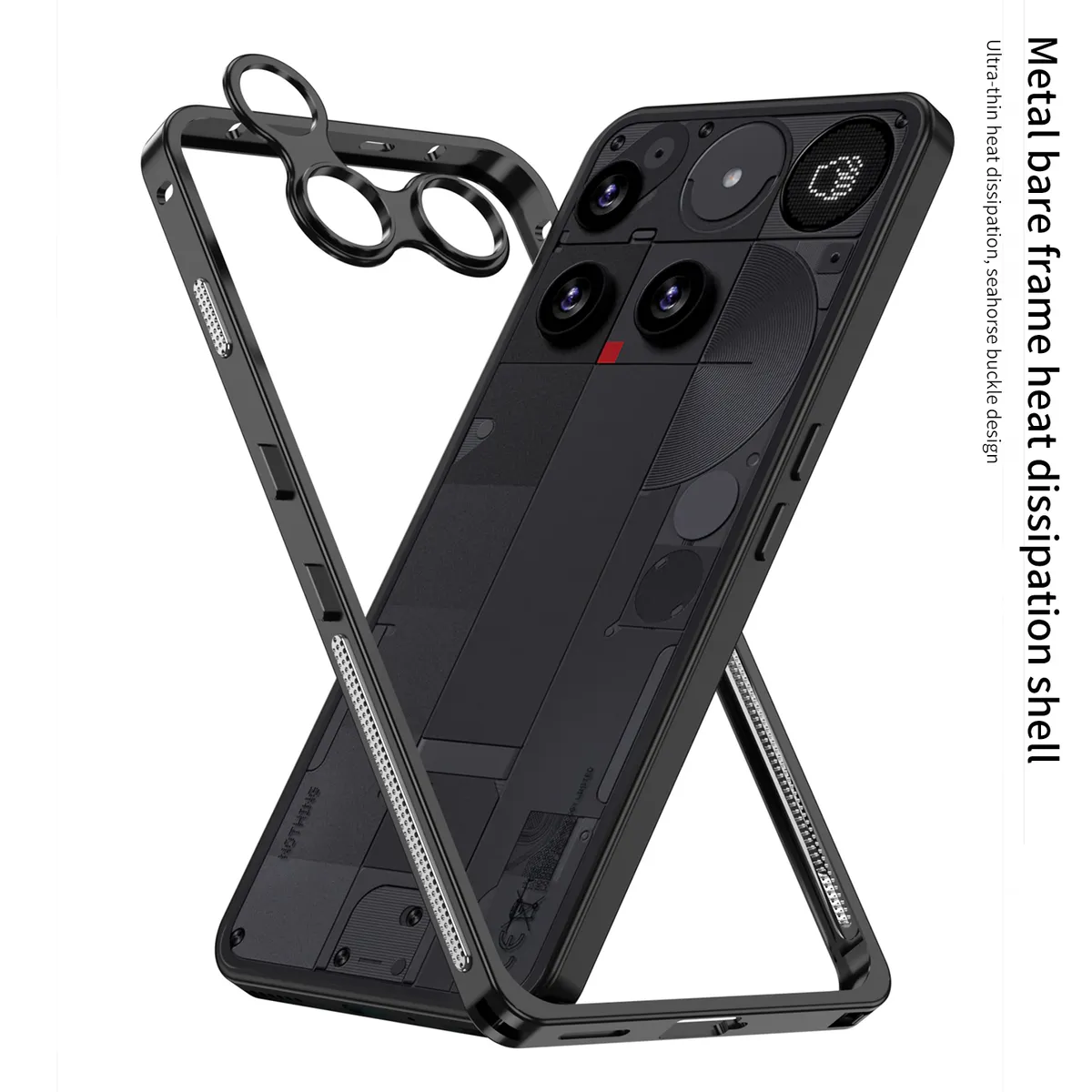 适用于nothingphone3金属海马扣防摔散热超跑边框带镜头保护套手机壳 - 图片 16
