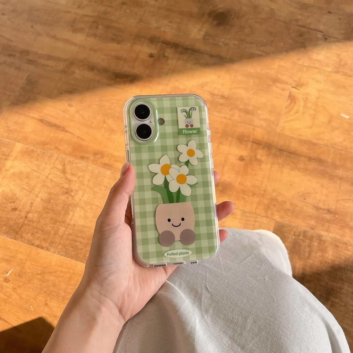 气垫IMD绿格子盆栽适用苹果16promax手机壳卡通iphone13新款14pro防摔15ProMax女16pro可爱14/13Pro全包 - 图片 10