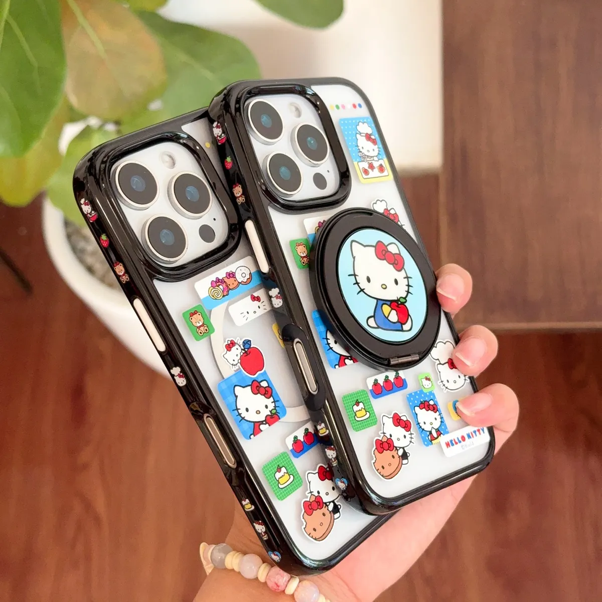 日韩ins标签红苹果Kitty支架适用于iPhone16苹果15promax手机壳14透明磁吸保护套13全包防摔女 - 图片 4