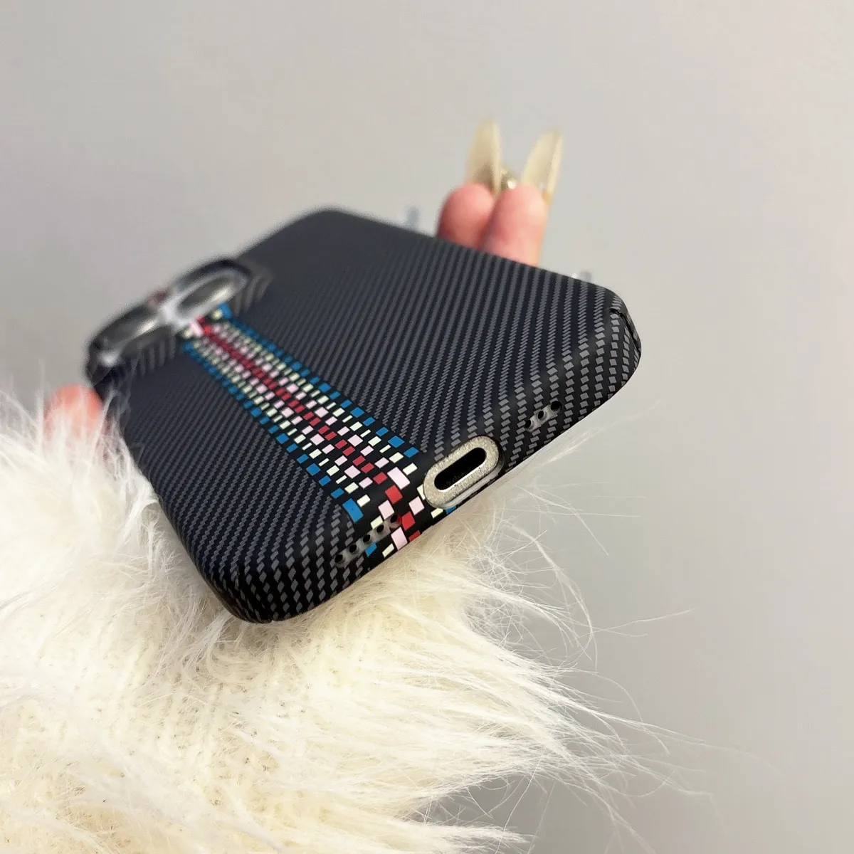 大孔碳纤维凯夫拉纹适用iPhone15ProMax苹果16手机壳14pro新款11超薄12磨砂13pro浮雕14男女16pm防摔套15plus - 图片 9