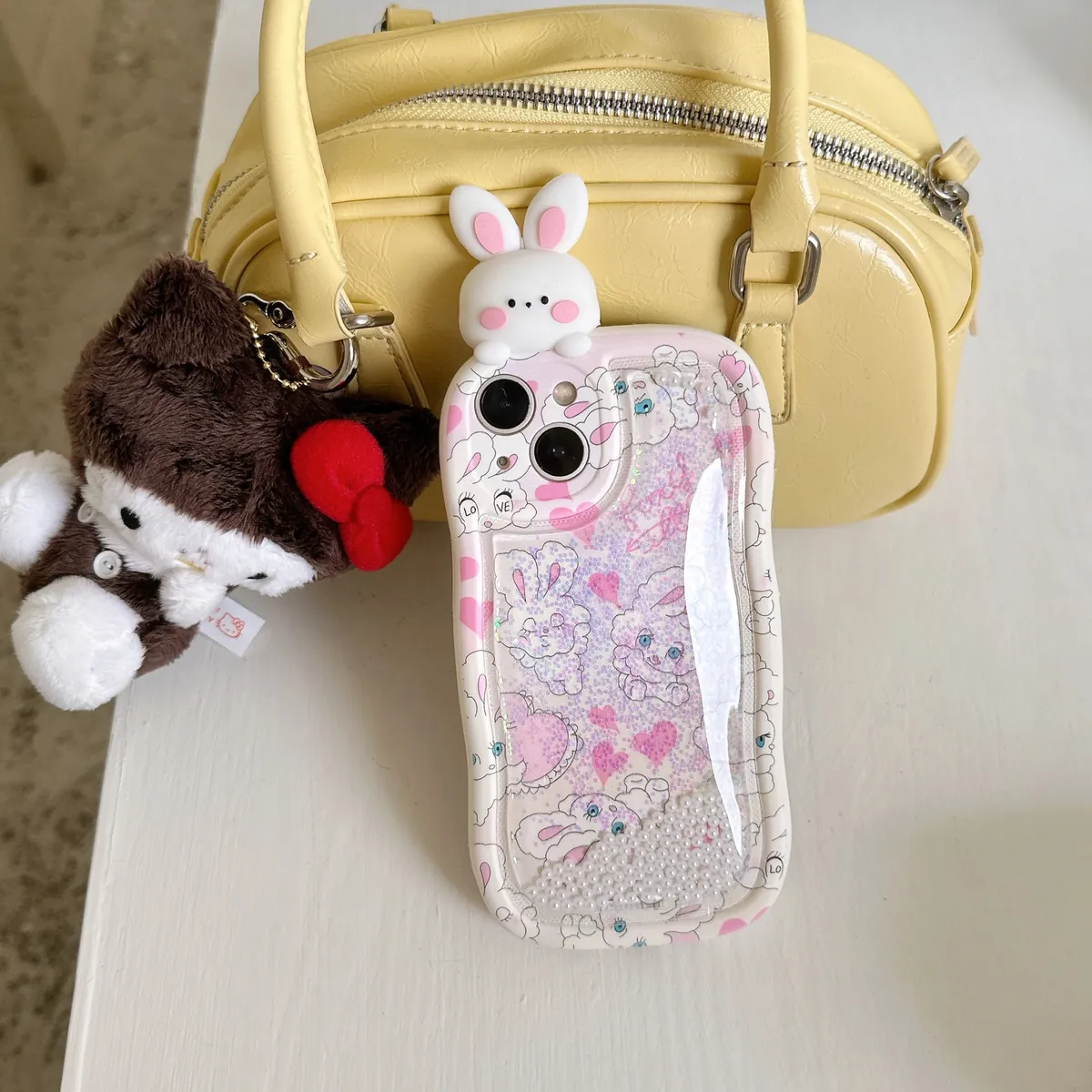 适用iphone14promax手机壳苹果13趴趴流沙粉色爱心小兔子ins可爱唯美13pro max手机套15女款网红卡通14plus防摔16保护套 - 图片 10