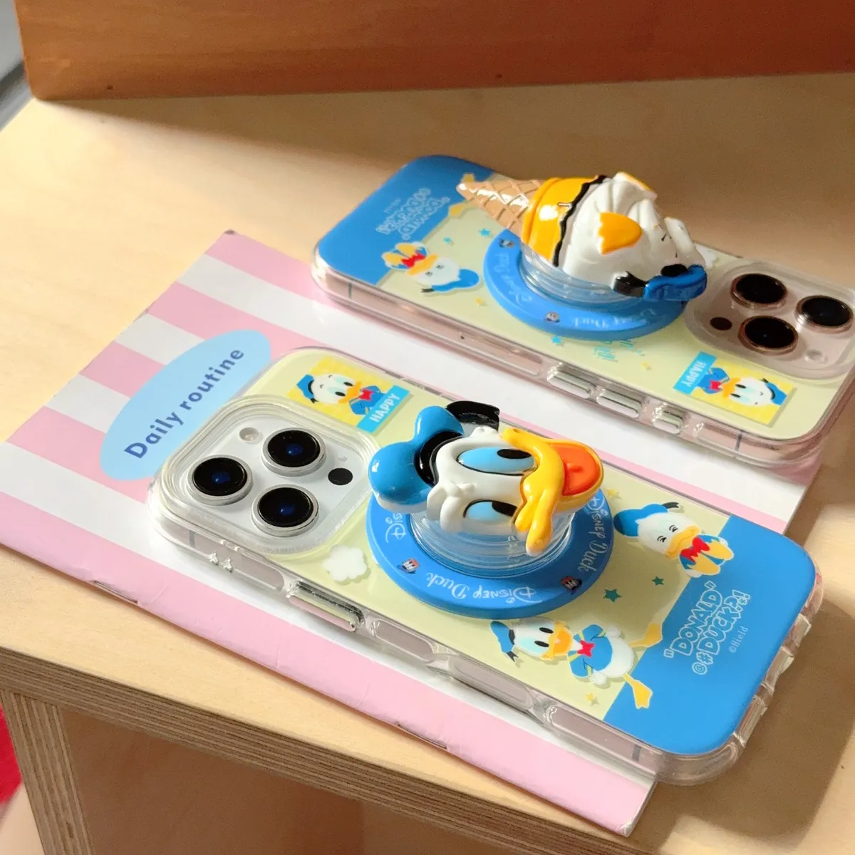 ins日韩撞色底Q萌唐老鸭磁吸支架壳适用iPhone16promax苹果15pro手机壳14创意13防摔保护套 - 图片 6