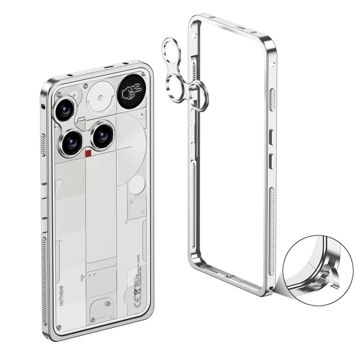 适用于nothingphone3金属海马扣防摔散热超跑边框带镜头保护套手机壳 - 图片 6