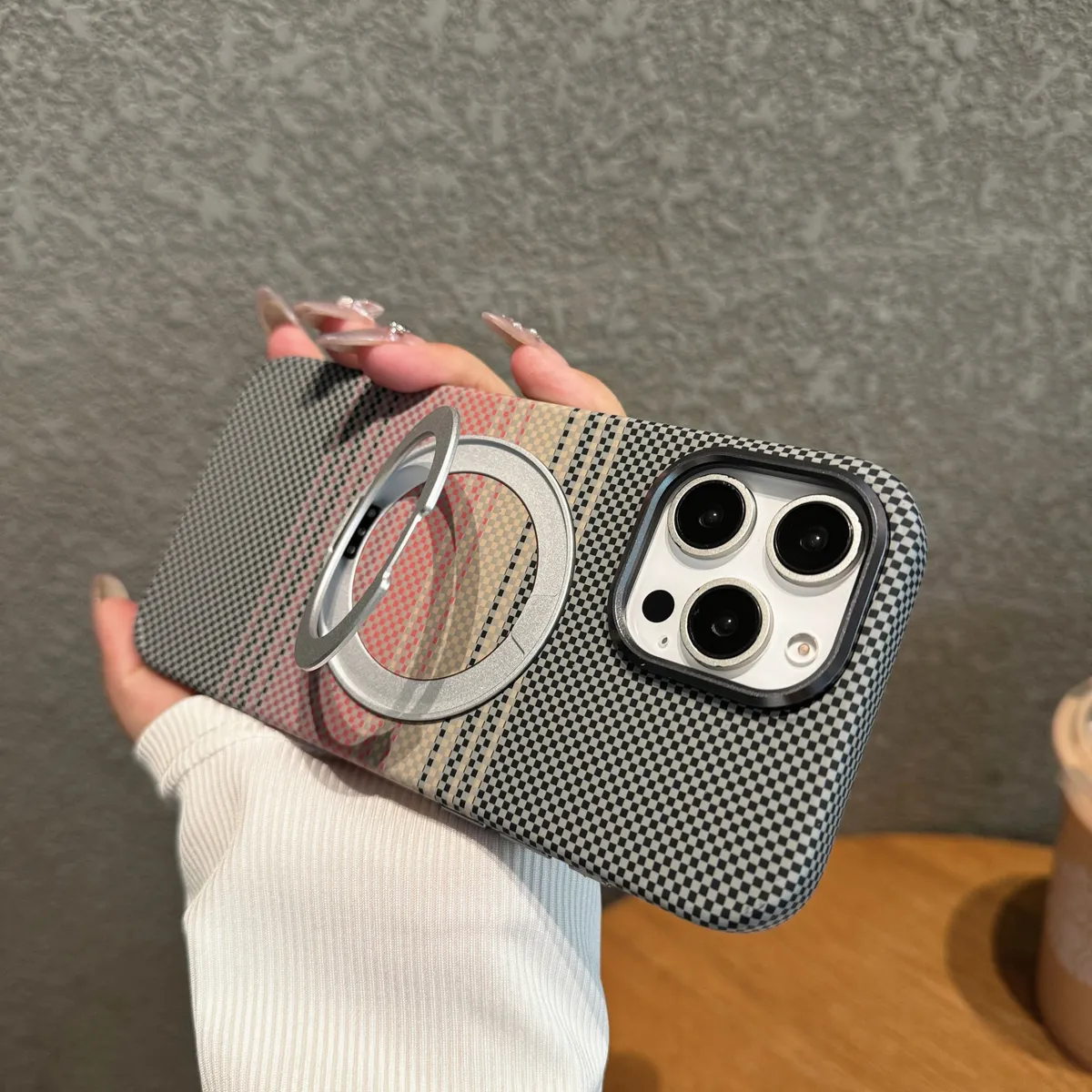 适用苹果16promax凯夫拉纤维手机壳新款iPhone16pro磁吸支架芳纶保护套高级感15promax日落夕阳14max超薄13pro - 图片 9
