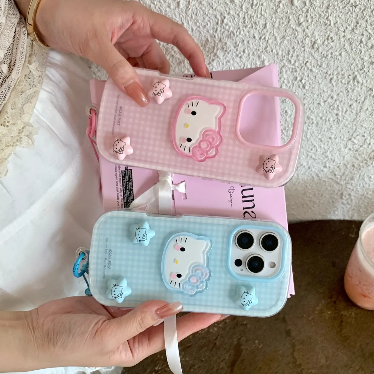 格子星星Kitty适用于苹果16/15/14/13/promax手机壳iphone16promax可爱卡通 - 图片 10