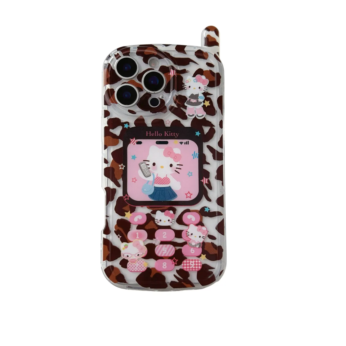 大哥大豹纹kitty适用苹果16promax手机壳相框卡通创意iphone13新款大哥大造型15promax全包保护套