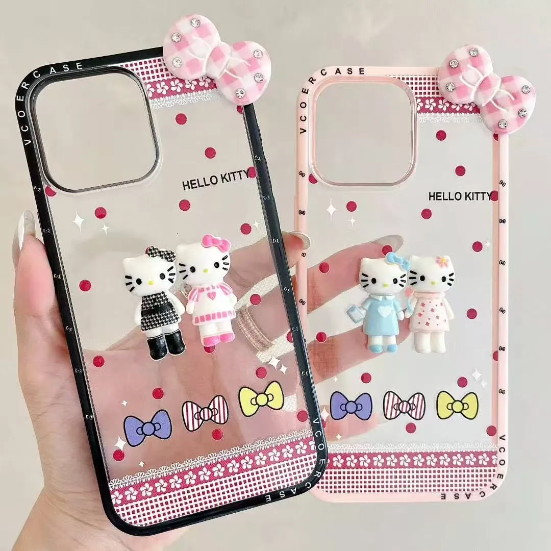 可爱立体蝴蝶结长腿kt猫适用于苹果16手机壳iphone15保护套14防摔13新款15promax女款15pro个性max手机套网红 - 图片 7