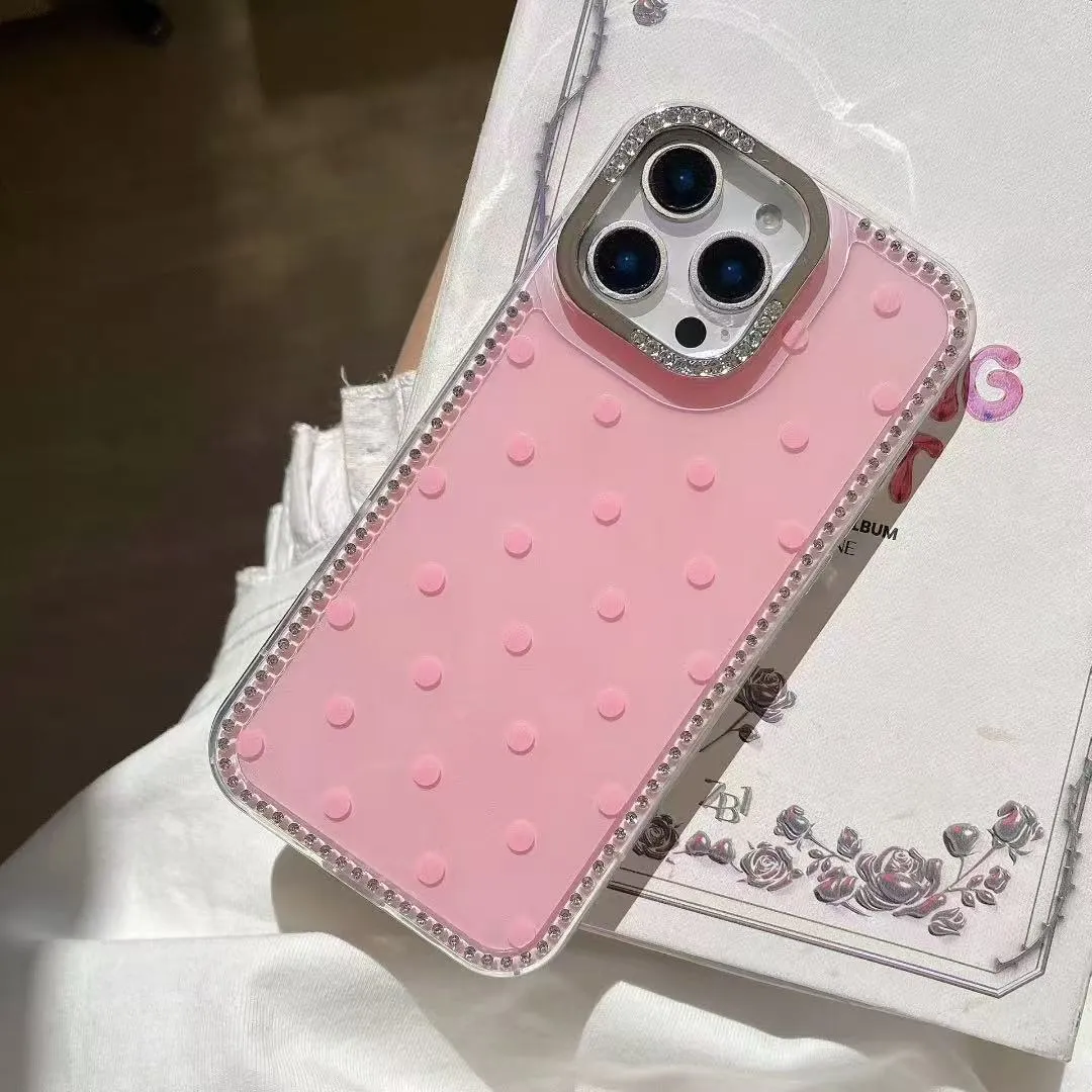 简约闪钻多巴胺波点狗狗挂件适用苹果16promax手机壳iphone15pro新款13pro创意14pro防摔12硅胶保护套 - 图片 5