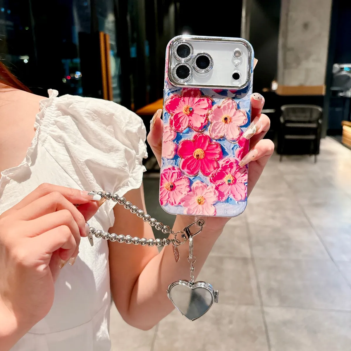 适用苹果系列iPhone17新款手机壳17pro15promax国风油画花朵13pro16promax全包镜头膜钻框保护套 - 图片 13