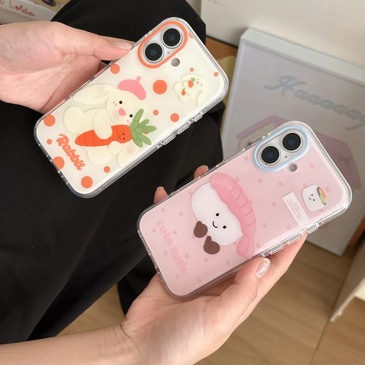 气垫IMD饭团吐司三文鱼适用苹果16promax波点萝卜兔子手机壳卡通iphone13新款14pro防摔15ProMax女16pro可爱14/13Pro全包 - 图片 6