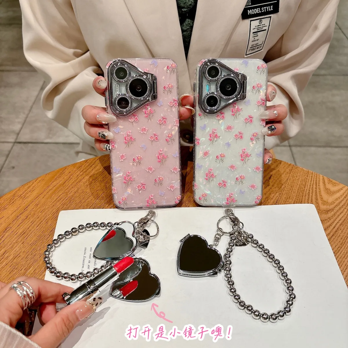 支架Pura70补妆镜子手机壳个性Mate70pro活力版保护套防摔Mate60闪粉镜头膜P70pro - 图片 3