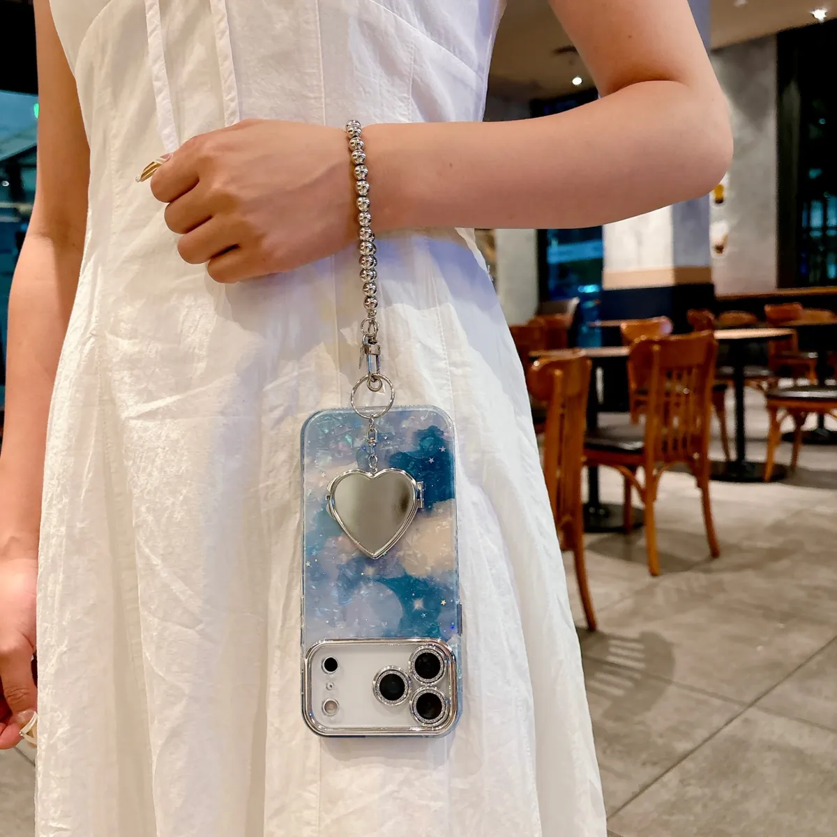 适用苹果系列iPhone17新款手机壳17pro16promax高级晕染理石纹14pro15promax银灰色闪粉镜头保护套 - 图片 10