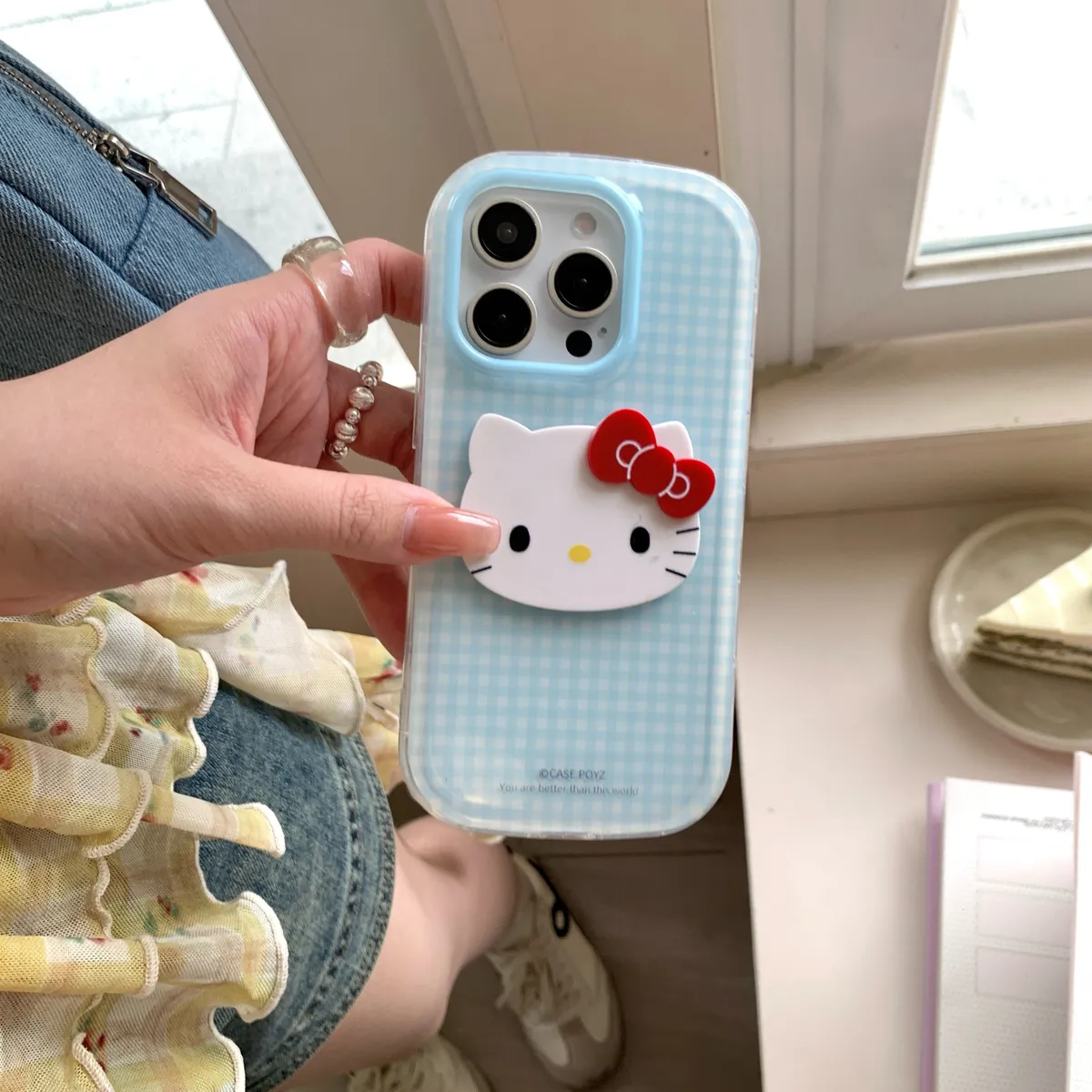 大头粉格子kt适用于苹果16/15/14/13/promax手机壳iphone16promax可爱卡通 - 图片 5