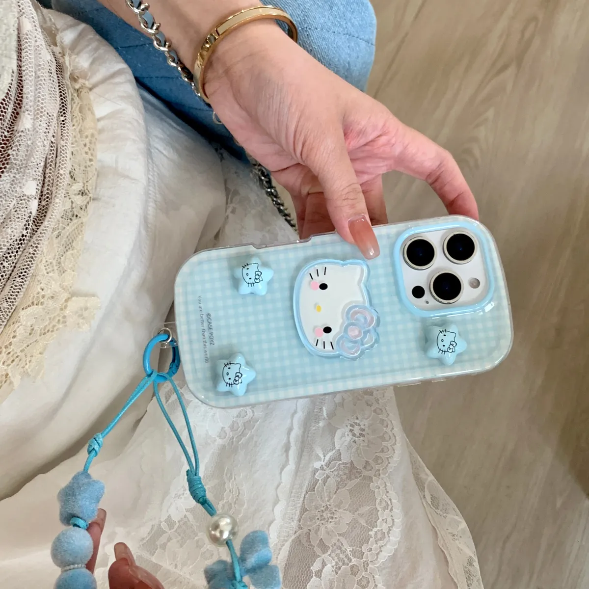 格子星星Kitty适用于苹果16/15/14/13/promax手机壳iphone16promax可爱卡通 - 图片 9