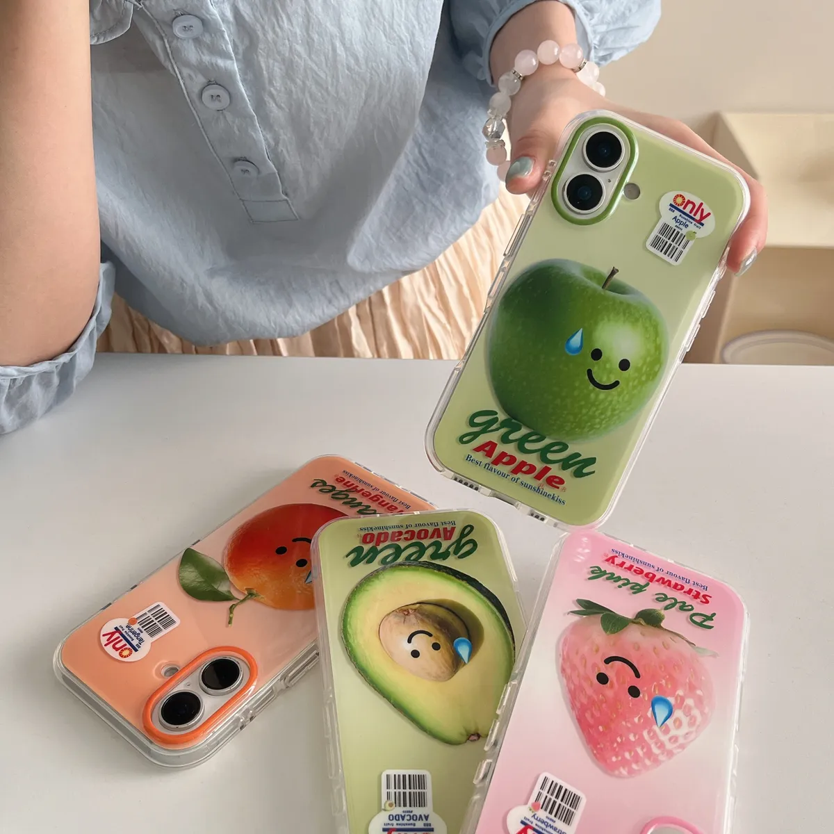 气垫IMD水果牛油果链条适用苹果16promax草莓手机壳卡通iphone13新款苹果14pro防摔15ProMax女16pro可爱橘子14/13Pro全包