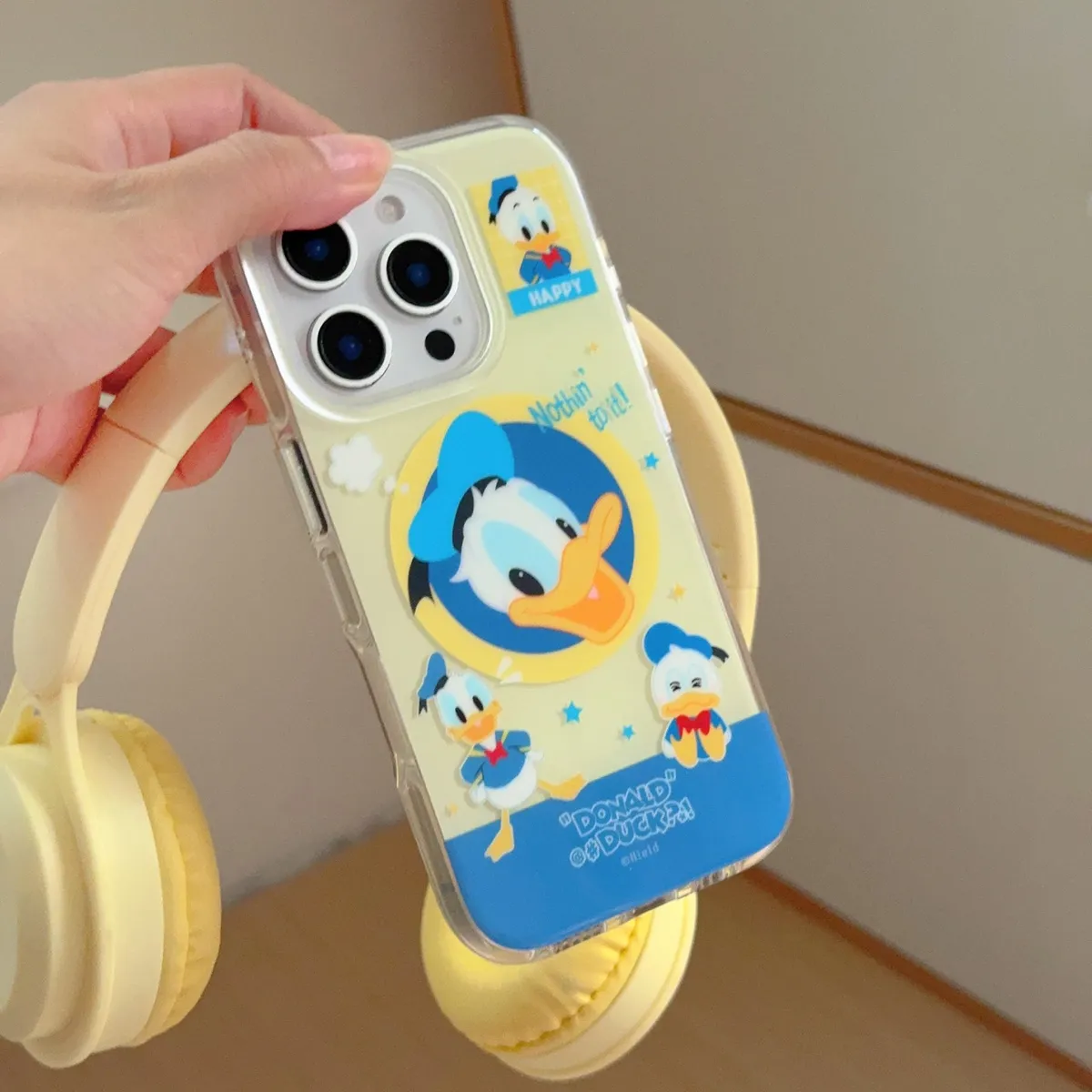 ins日韩撞色底Q萌唐老鸭磁吸支架壳适用iPhone16promax苹果15pro手机壳14创意13防摔保护套 - 图片 4