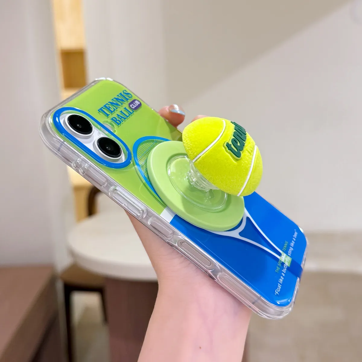 立体网球创意适用苹果16promax手机壳个性植绒网球支架iphone14新款15promax双面IMD - 图片 2
