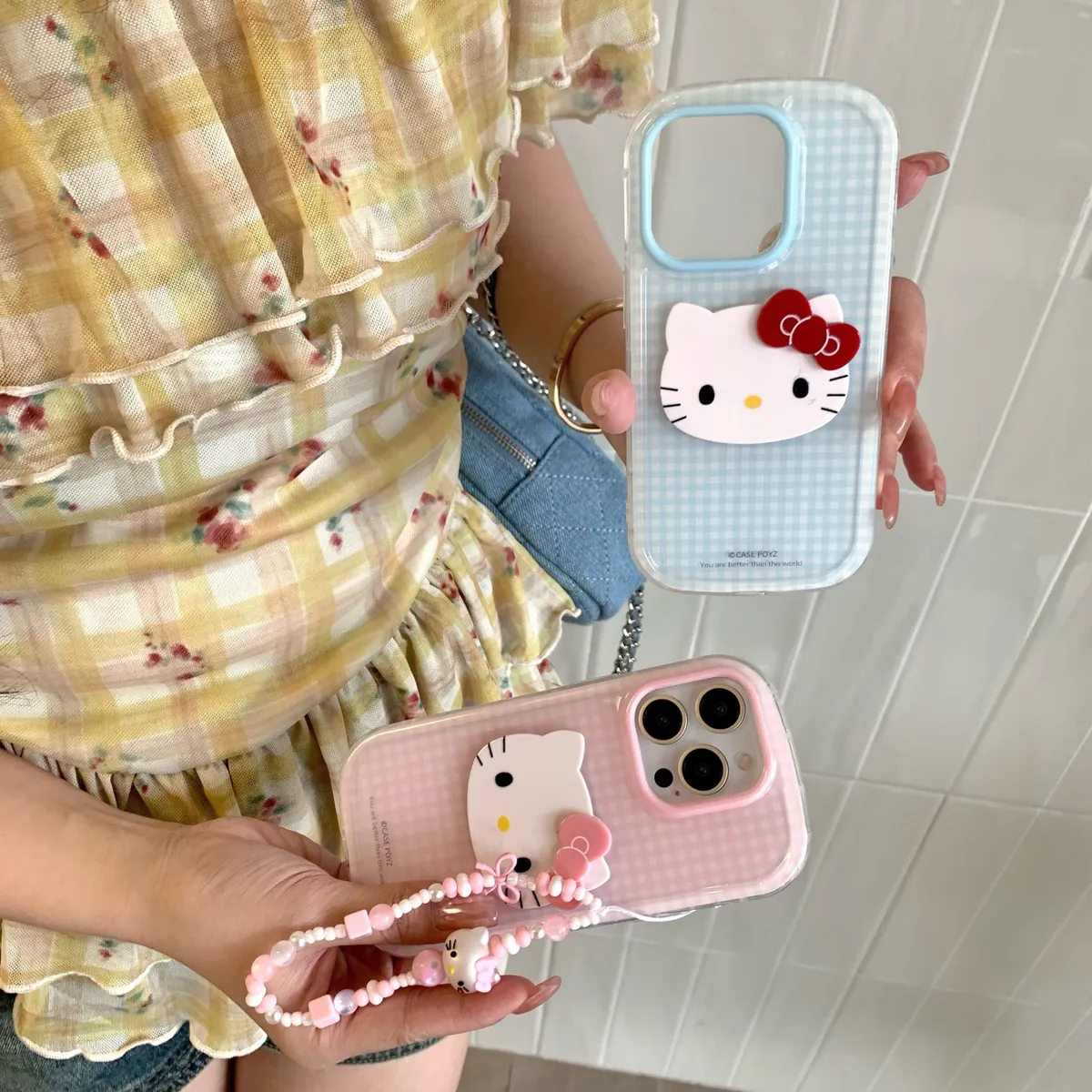 大头粉格子kt适用于苹果16/15/14/13/promax手机壳iphone16promax可爱卡通