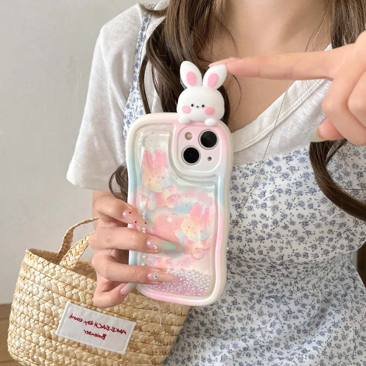 适用iphone14promax手机壳苹果13趴趴流沙渐变小兔ins可爱唯美13pro max手机套15女款11网红卡通14plus防摔16保护套 - 图片 9