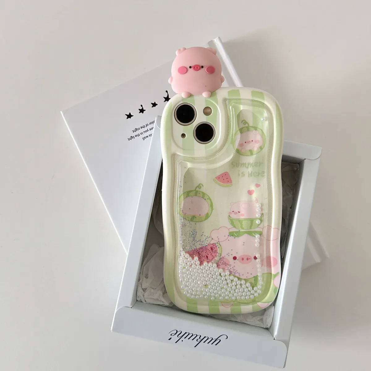 适用iphone14promax手机壳苹果13趴趴流沙绿底西瓜粉色小猪ins可爱唯美13pro max手机套15女款网红卡通14plus防摔16保护套 - 图片 8