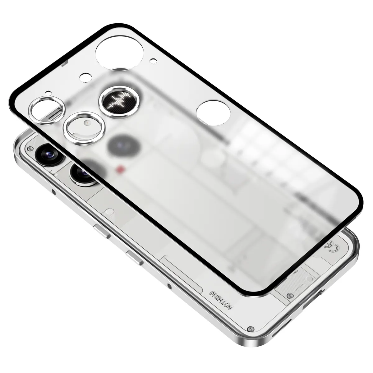 适用于nothingphone3弹扣手机壳金属边框保护套磨砂背板 - 图片 4