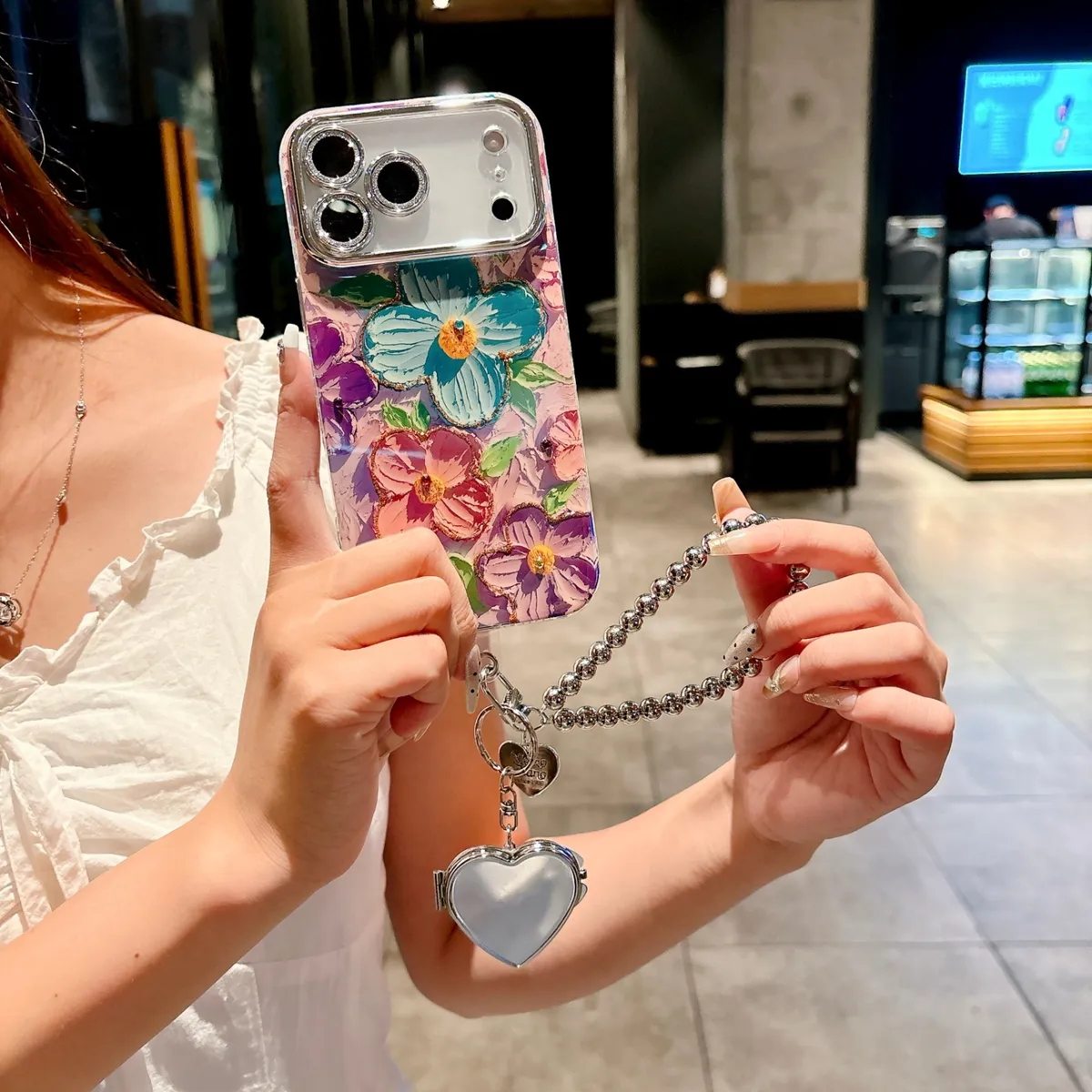 适用苹果系列iPhone17新款手机壳17pro15promax国风油画花朵13pro16promax全包镜头膜钻框保护套 - 图片 10