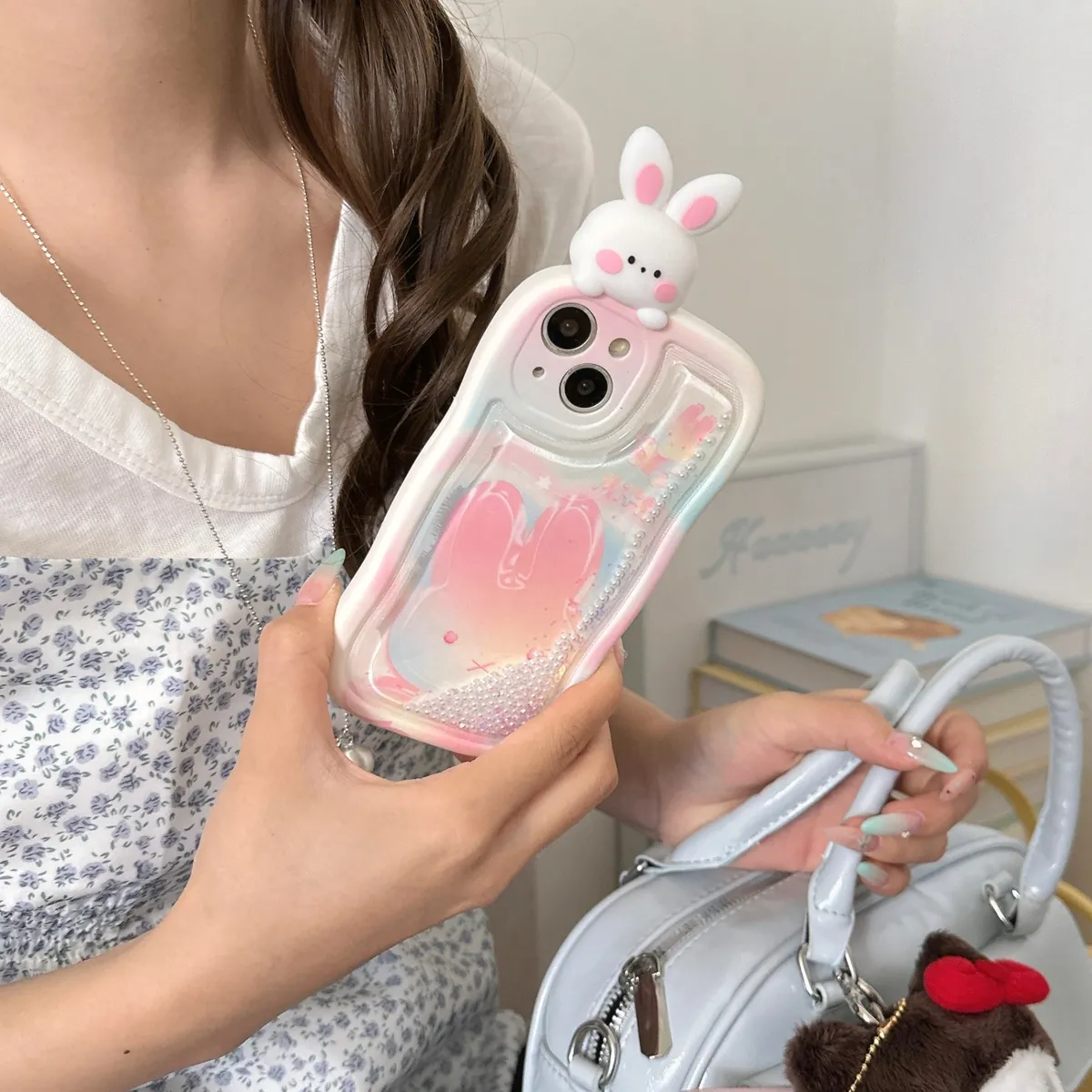 适用iphone14promax手机壳苹果13趴趴流沙渐变小兔ins可爱唯美13pro max手机套15女款11网红卡通14plus防摔16保护套 - 图片 8