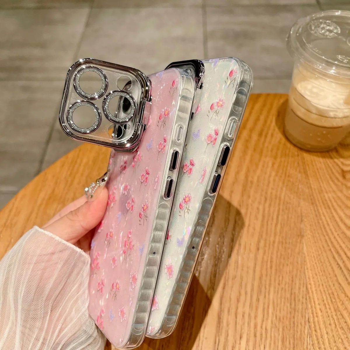 适用苹果系列iPhone16网红手机壳14promax小清新15promax粉底小碎花全包镜头支架14/13高级感新款保护套 - 图片 11
