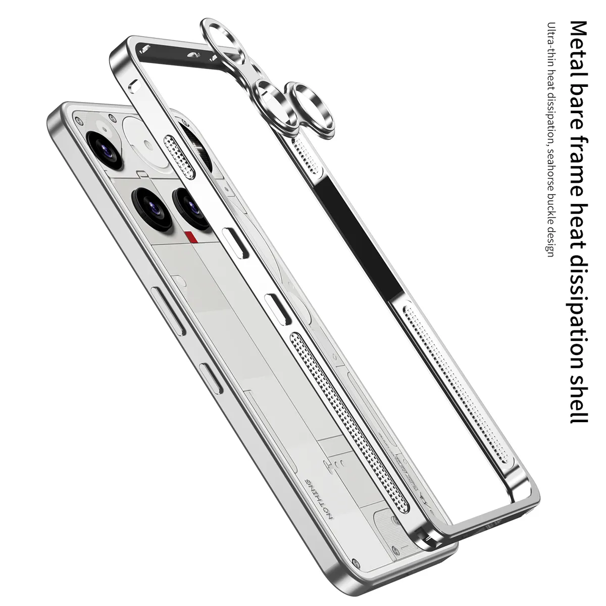 适用于nothingphone3金属海马扣防摔散热超跑边框带镜头保护套手机壳
