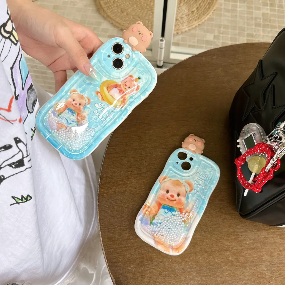 适用iphone14promax手机壳苹果13流沙小熊ins趴趴熊12可爱唯美13pro max手机套15女款11网红卡通14plus防摔16保护套 - 图片 6