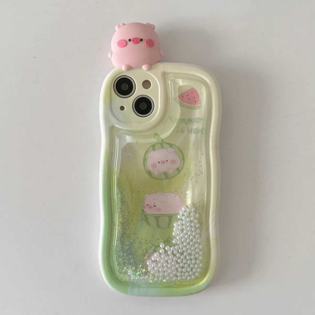 适用iphone14promax手机壳苹果13趴趴流沙绿底西瓜粉色小猪ins可爱唯美13pro max手机套15女款网红卡通14plus防摔16保护套 - 图片 9