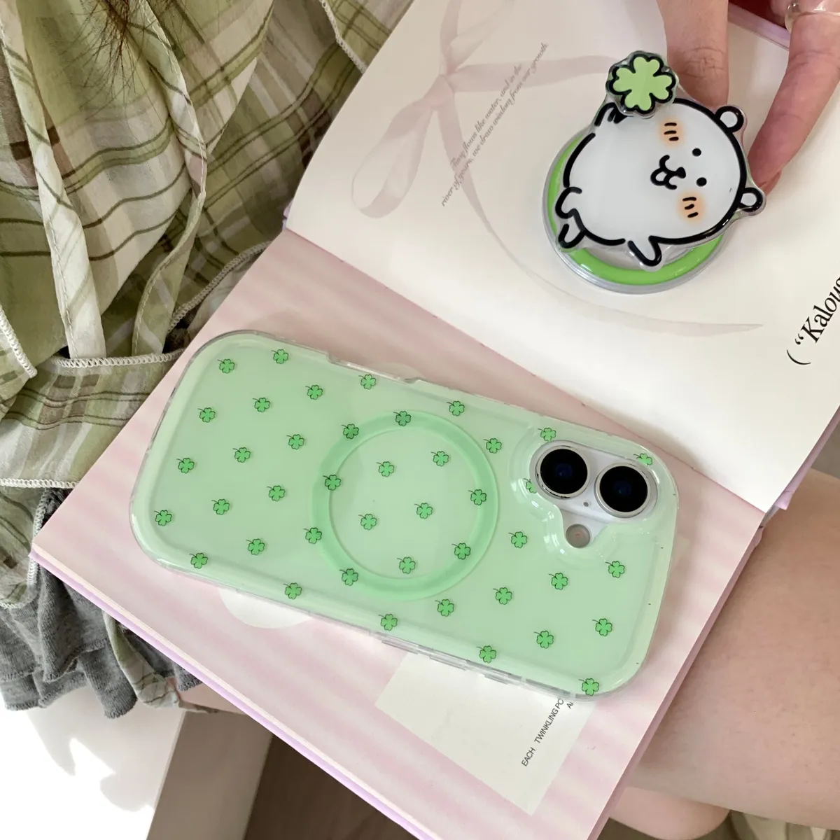 四叶草自嘲熊适用于苹果16/15/14/13/promax手机壳iphone16promax可爱卡通 - 图片 6