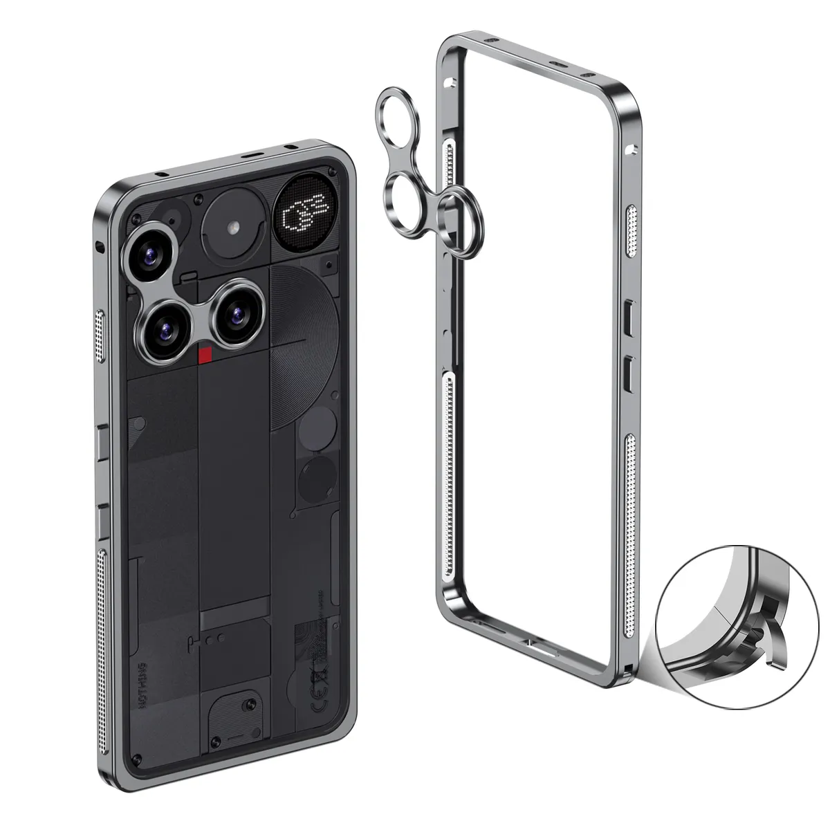 适用于nothingphone3金属海马扣防摔散热超跑边框带镜头保护套手机壳 - 图片 10