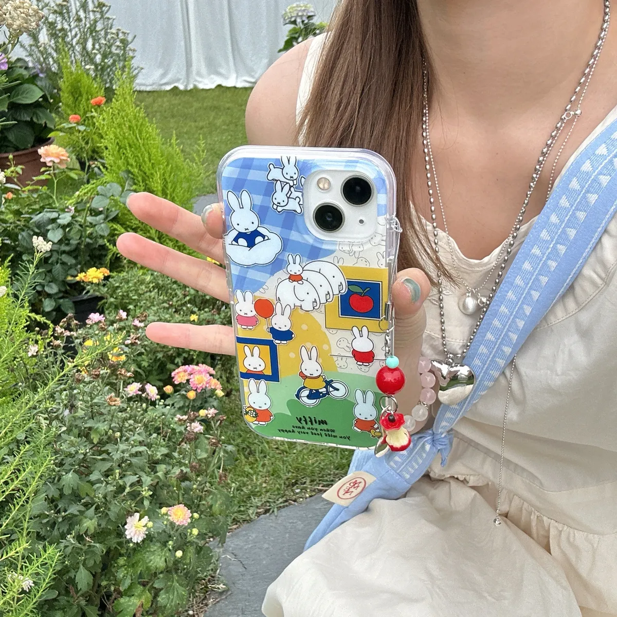 气垫IMD链条米菲兔适用苹果16promax手机壳卡通iphone13新款14pro防摔15ProMax女16pro可爱14/13Pro全包 - 图片 5