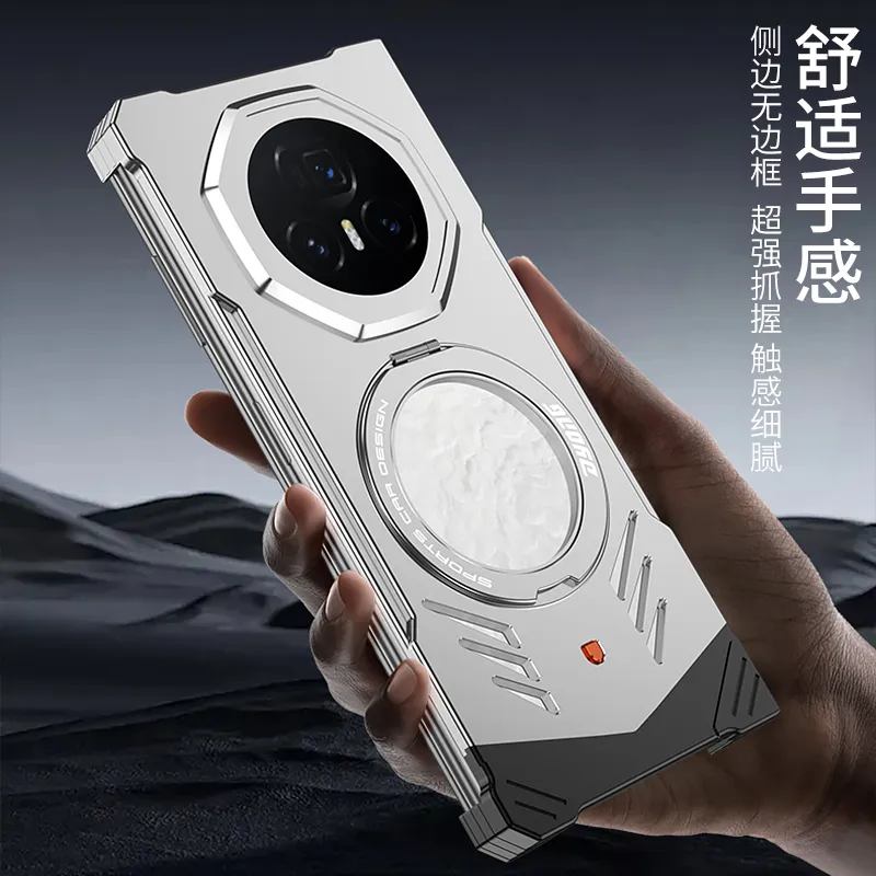 适用于荣耀magic v5折叠新款跑车设计金属磁吸带支架保护套 散热无边框金属裸机质感手机壳 - 图片 10