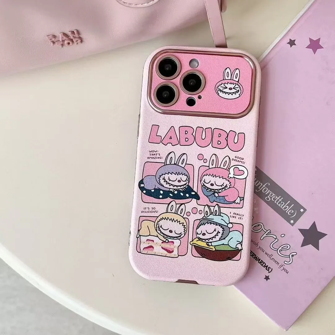 大视窗贴皮立体拉布布手链适用iPhone16/15网红卡通14promax可爱个性13Pro精美链条12少女粉创意苹果手机壳 - 图片 2