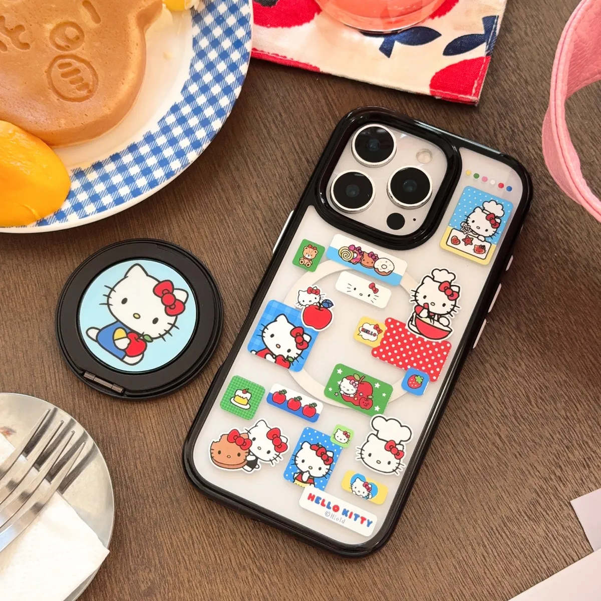 日韩ins标签红苹果Kitty支架适用于iPhone16苹果15promax手机壳14透明磁吸保护套13全包防摔女 - 图片 10