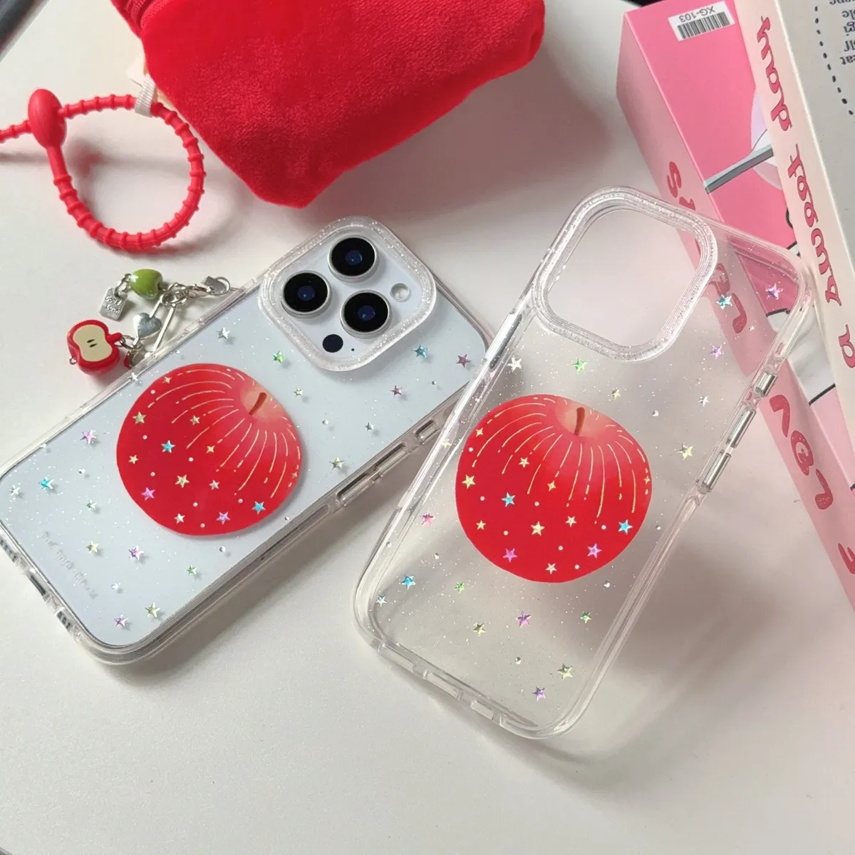 彩色星星红苹果适用iphone16promax苹果15Pro手机壳新款14防摔13手链保护套 - 图片 8