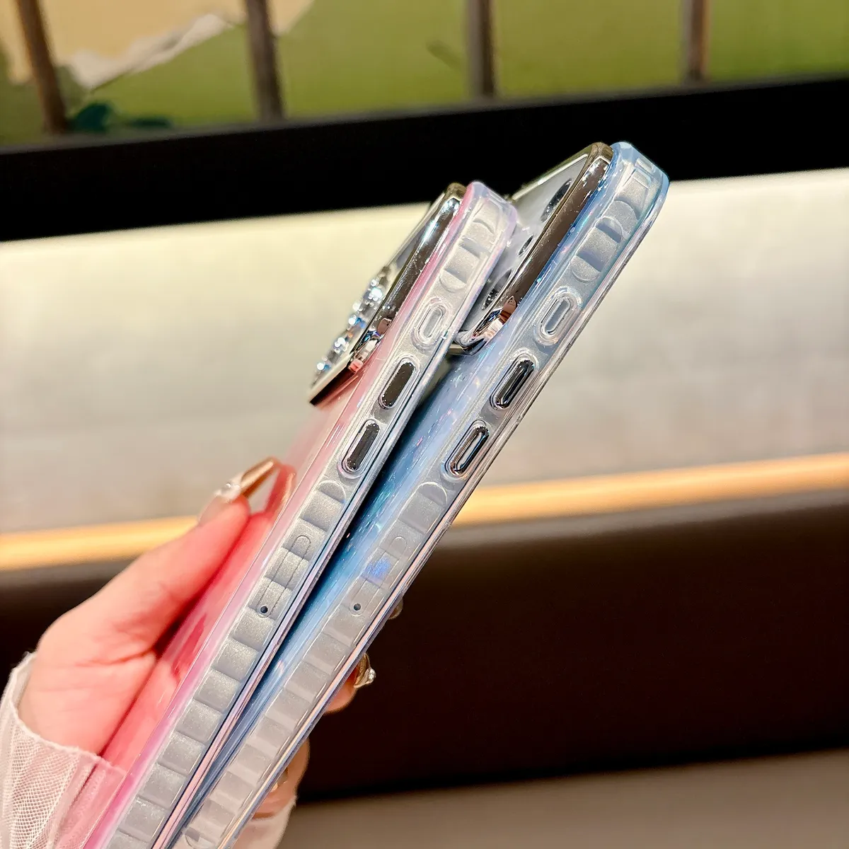 适用苹果系列iPhone17新款手机壳17pro16promax高级晕染理石纹14pro15promax银灰色闪粉镜头保护套 - 图片 11