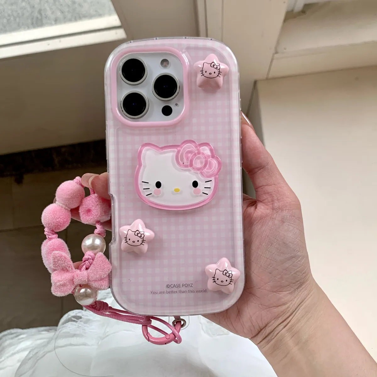 格子星星Kitty适用于苹果16/15/14/13/promax手机壳iphone16promax可爱卡通 - 图片 4