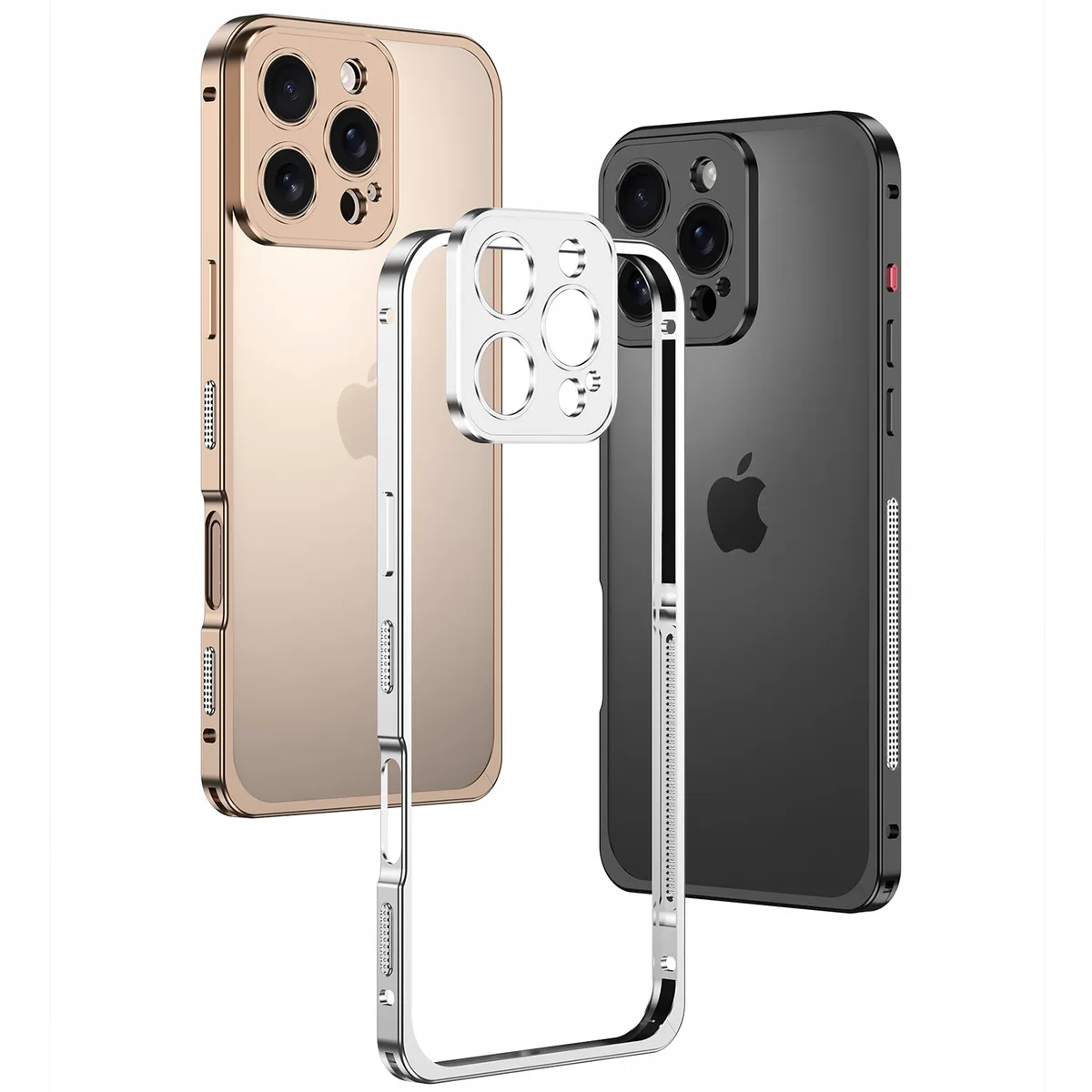 （外贸白底图）适用于iphone16promax/苹果15/14/13系列海马扣防摔散热金属简约边框保护套 - 图片 8