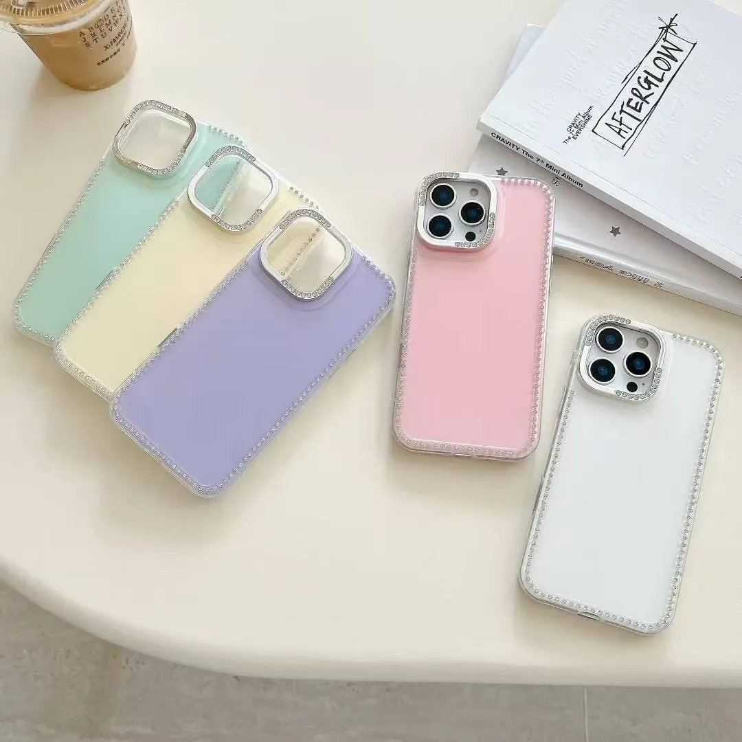 ins极简韩风闪钻温柔白色适用苹果16promax手机壳iphone13新款15女14pro带链条16pro全包创意防摔手机套硅胶 - 图片 5