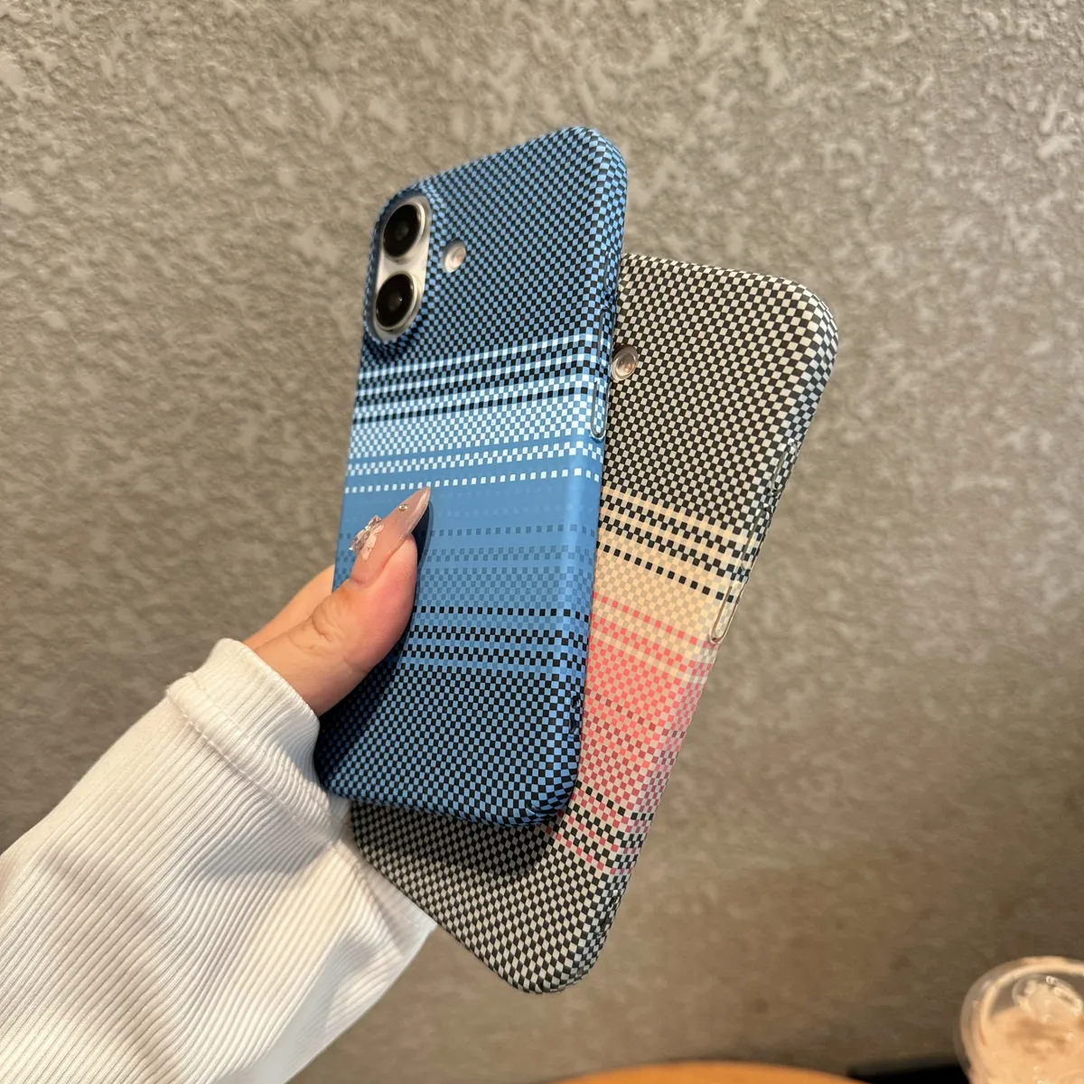 大孔碳纤维凯夫拉纹适用iPhone15ProMax苹果16手机壳14pro新款11超薄12磨砂13pro浮雕14男女16pm防摔套15plus - 图片 2