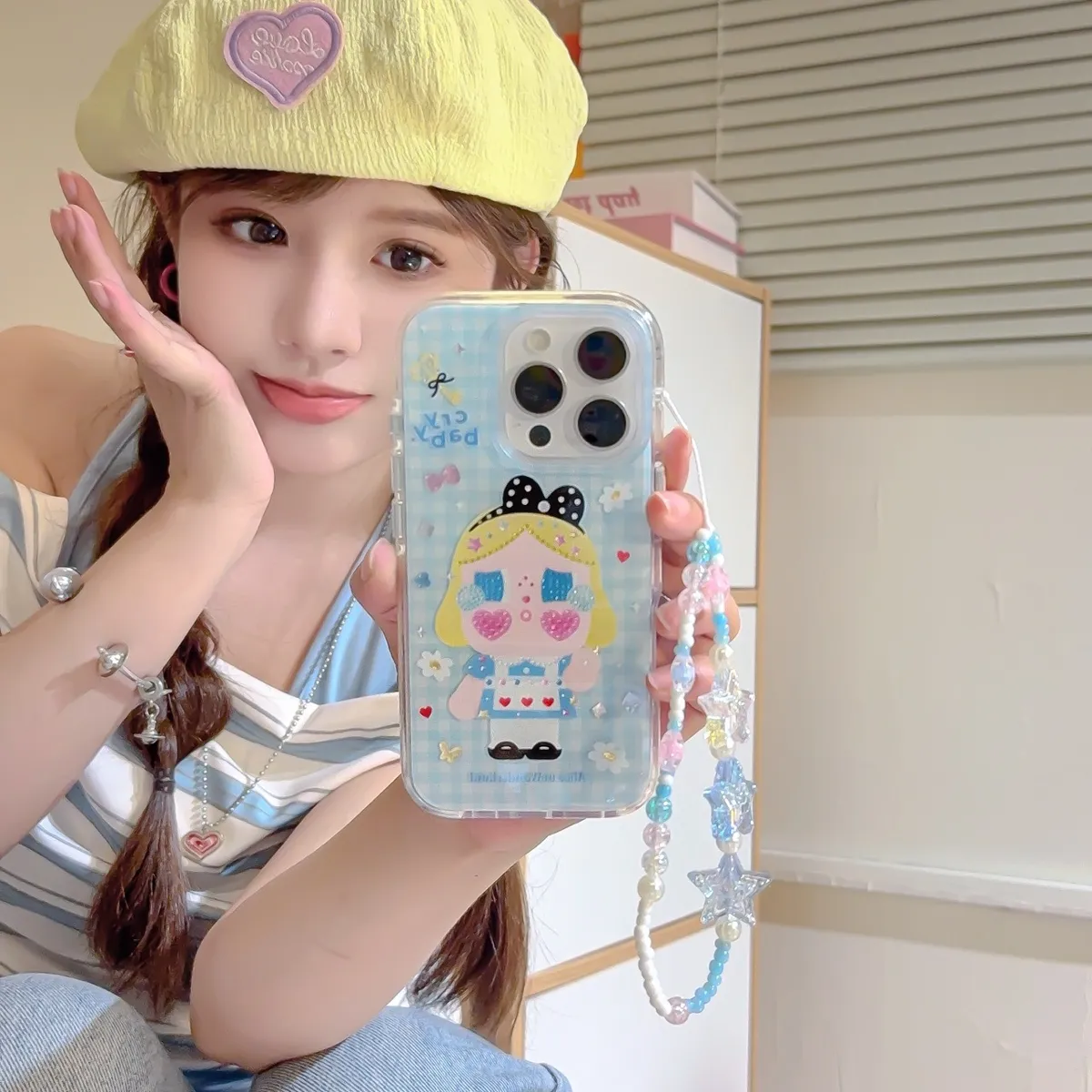 彩钻爱丽丝哭娃适用iphone16promax苹果15Pro手机壳新款14卡通防摔13手链保护套 - 图片 3