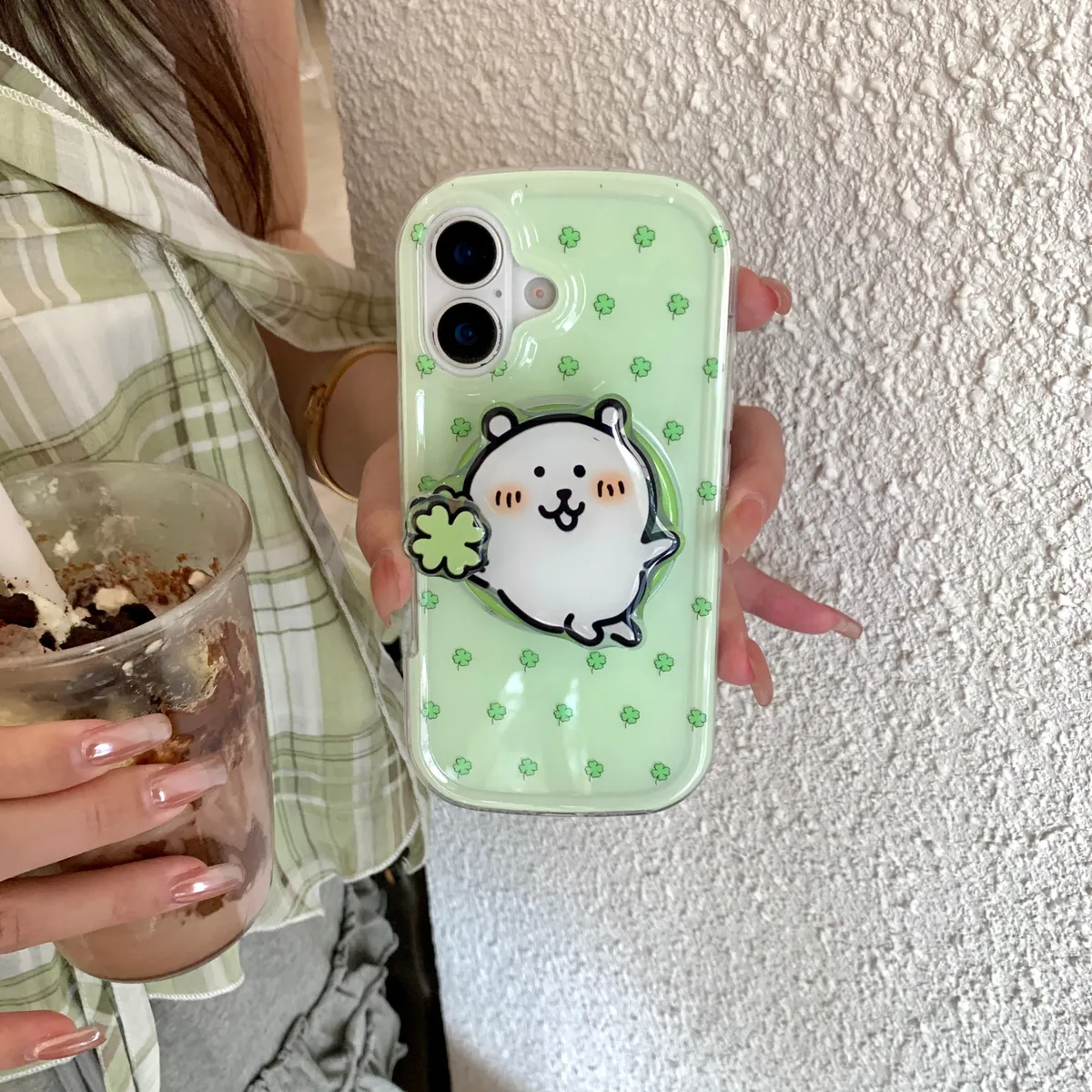 四叶草自嘲熊适用于苹果16/15/14/13/promax手机壳iphone16promax可爱卡通 - 图片 2
