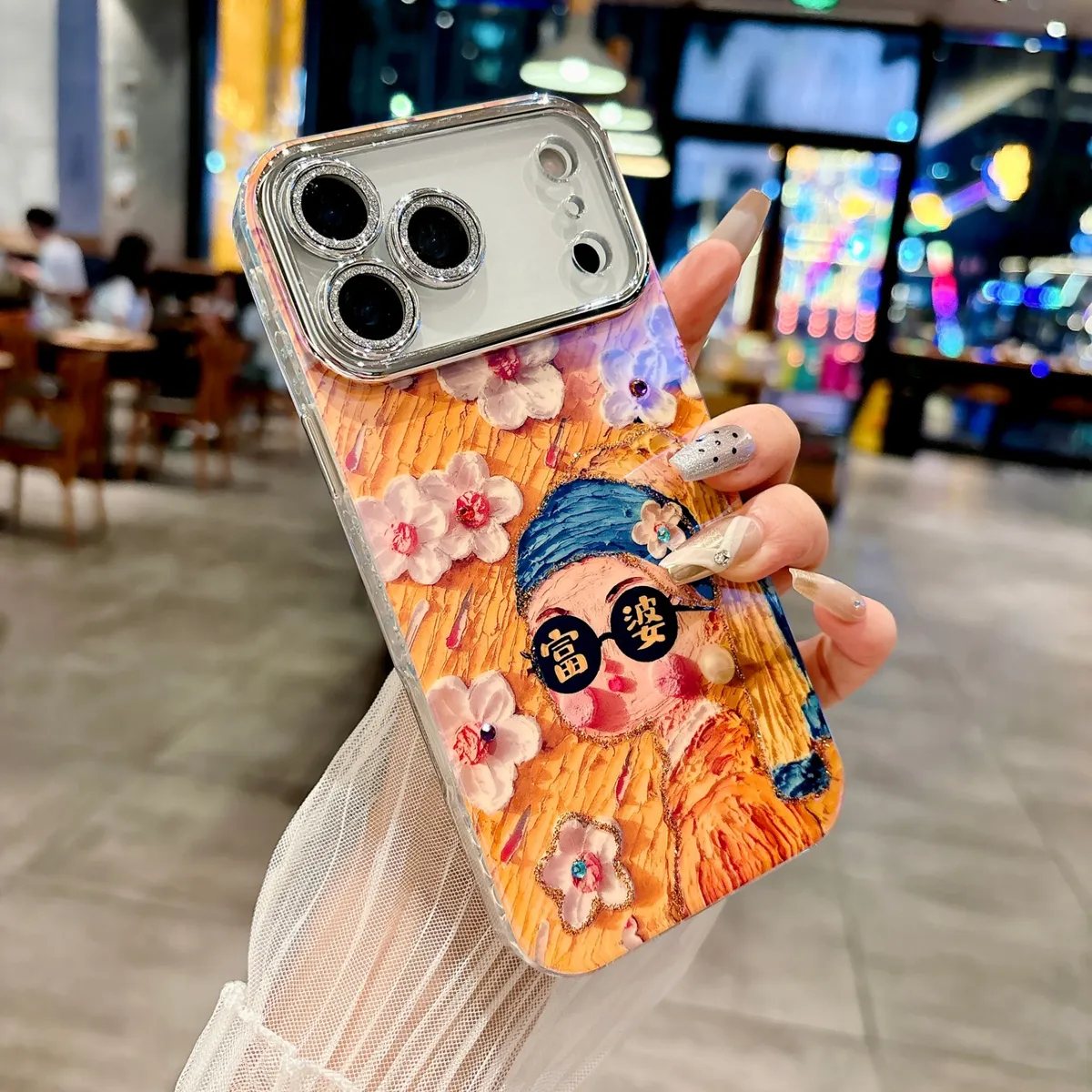 适用苹果系列iPhone17新款手机壳个性时尚17promax/15promax富婆13pro16promax银灰色闪粉镜头保护套 - 图片 4