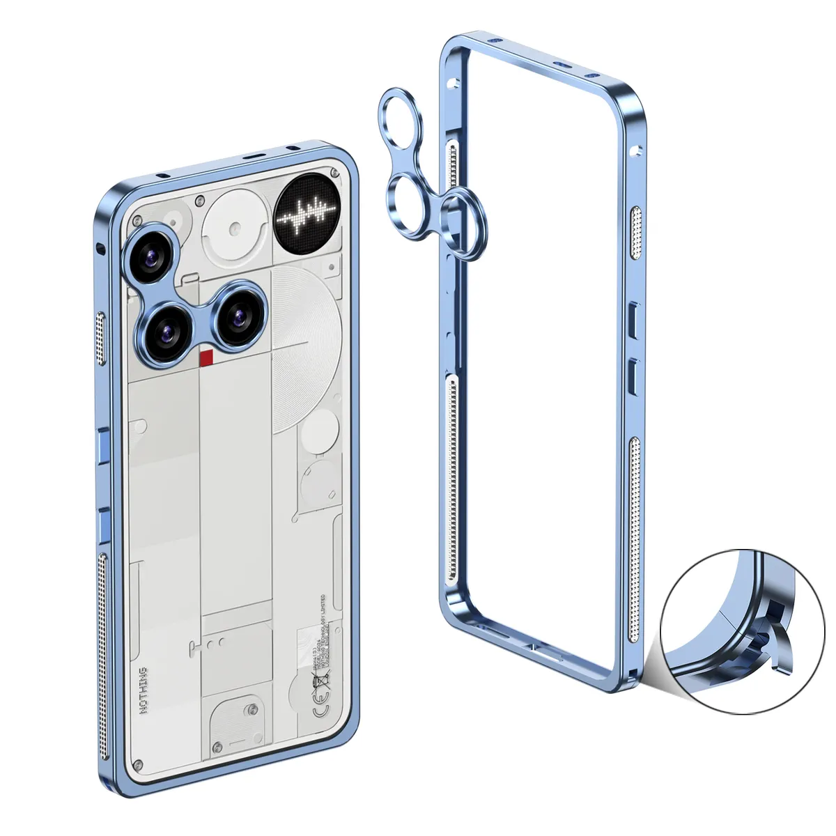 适用于nothingphone3金属海马扣防摔散热超跑边框带镜头保护套手机壳 - 图片 19